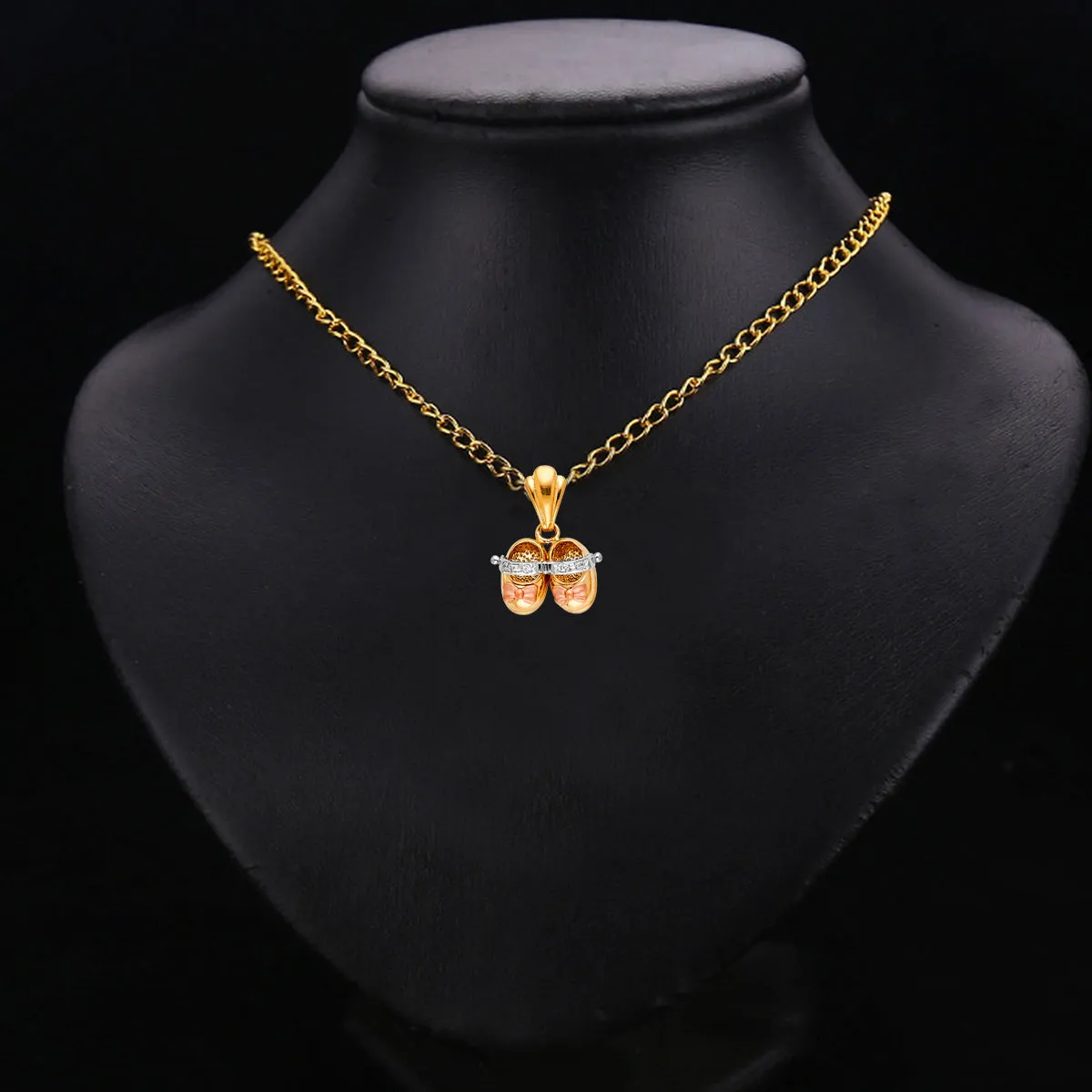 14K Tri Color Gold Girl's Shoes Pendant