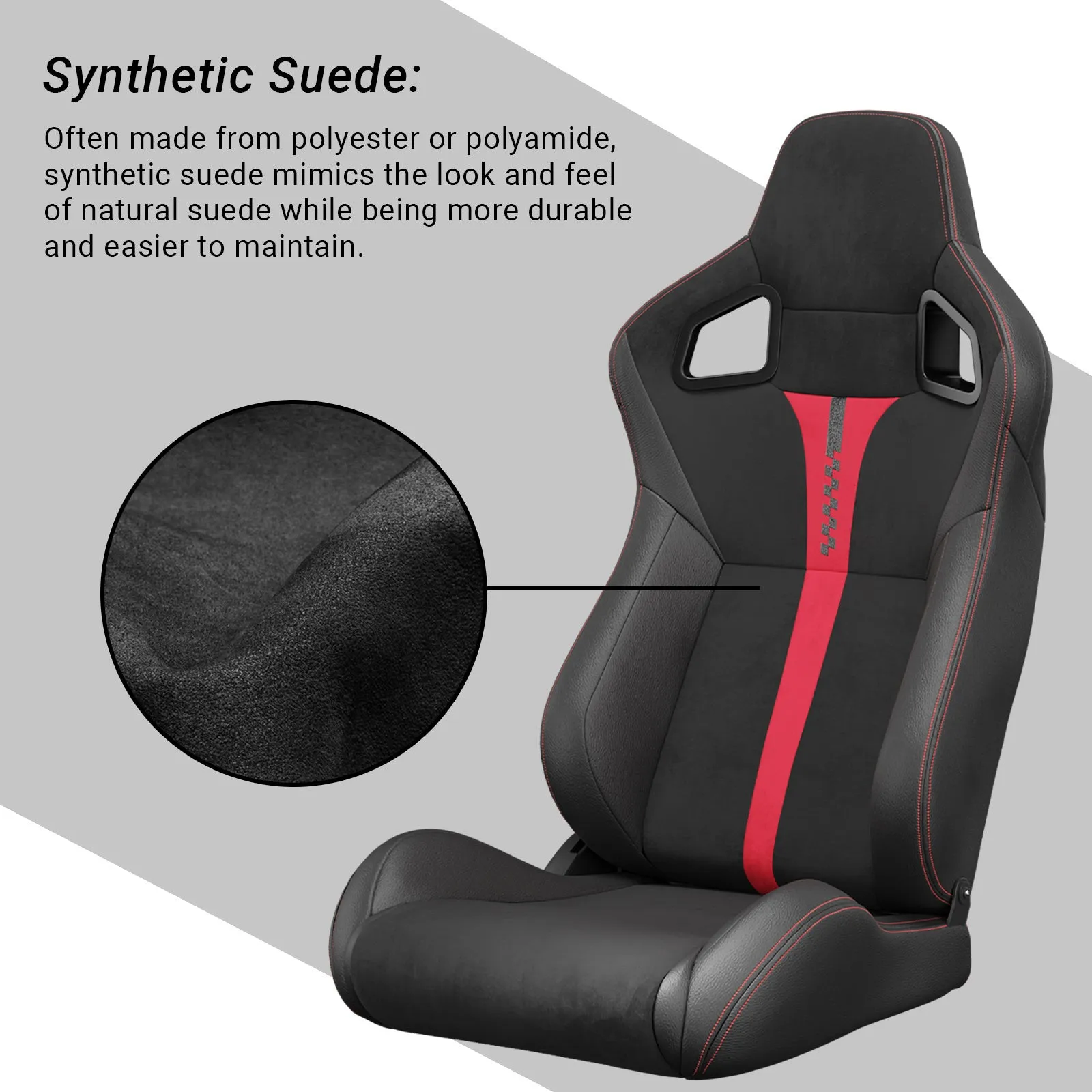 2PC New Universal Bucket Racing Seats Red Stitch Red PVC Leather