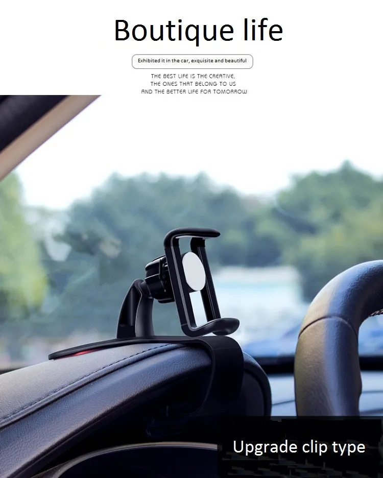 360 Degree Rotating HUD Car Mobile Phone Holder Black (color box