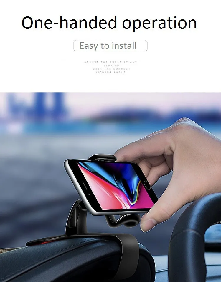 360 Degree Rotating HUD Car Mobile Phone Holder Black (color box
