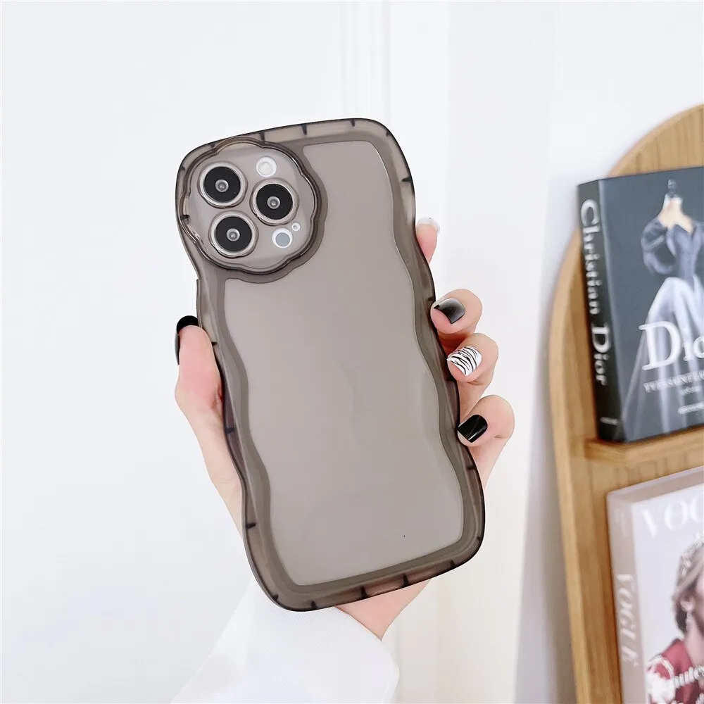 Anymob iPhone Case Pink Curly Wavy Shockproof Bumper Transparent Silicon Cover