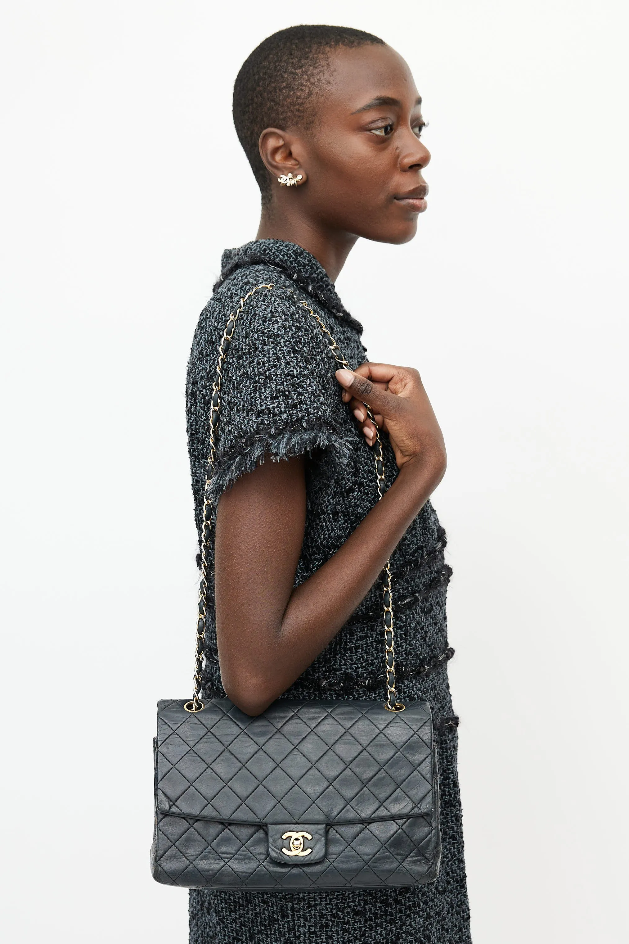 Black Classic Quilted Flap Bag