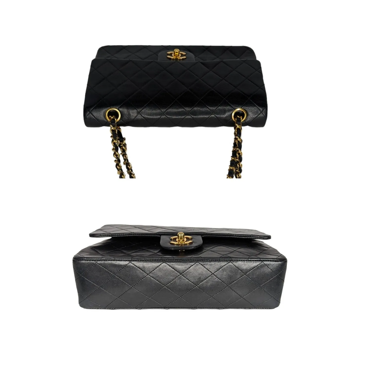 Chanel 90s Classic Black Lambskin Quilted Small Double Flap