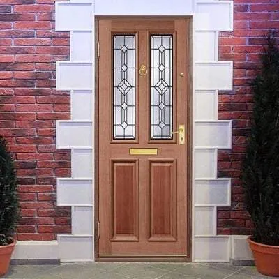 Derby Hardwood M&T 2 Double Glazed Lead Light Panels External Door - All Sizes