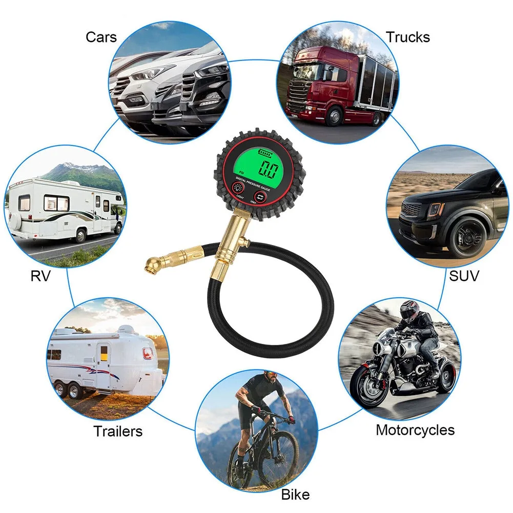 Digital Tire Pressure Gauge 255PSI Professional Accuracy LCD