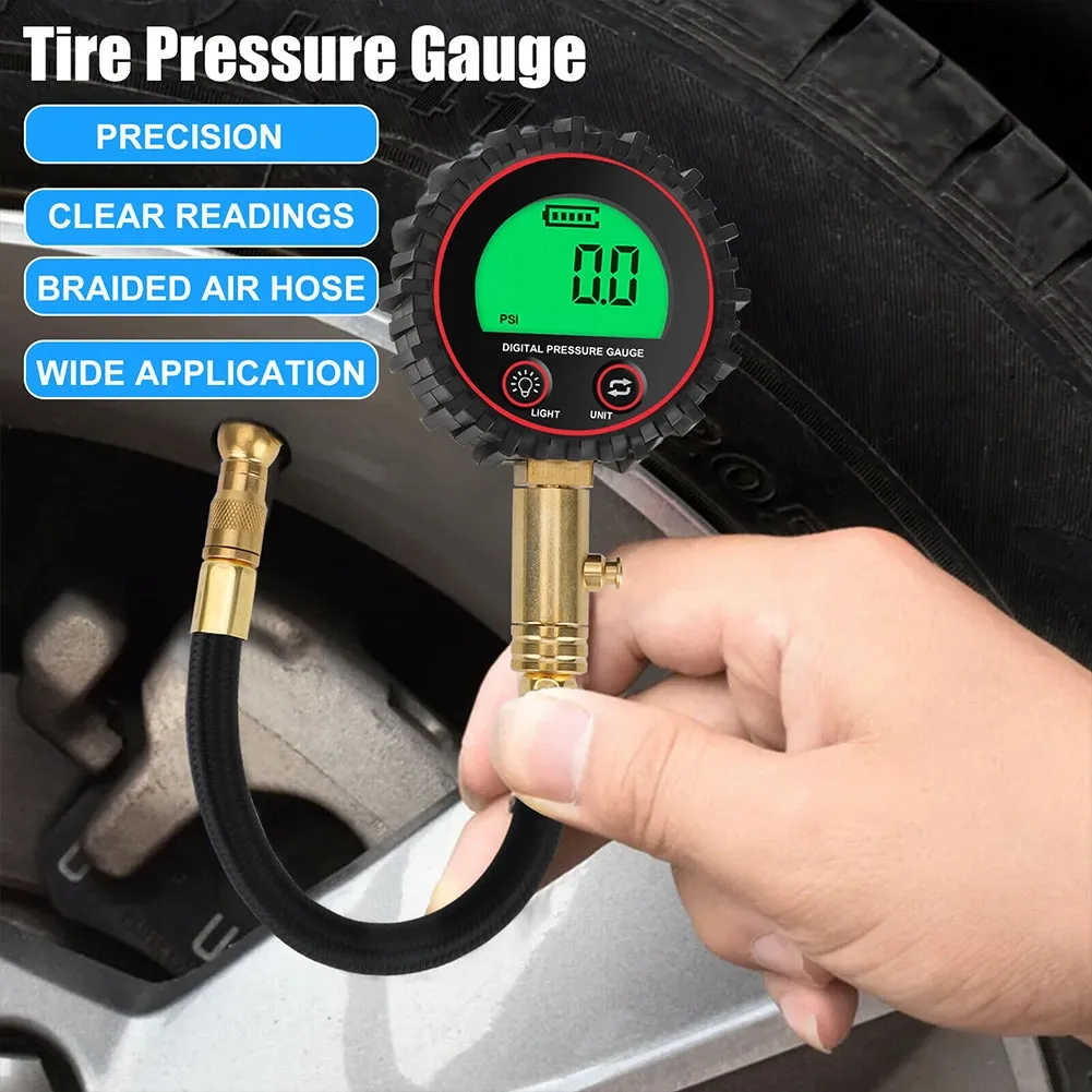 Digital Tire Pressure Gauge 255PSI Professional Accuracy LCD