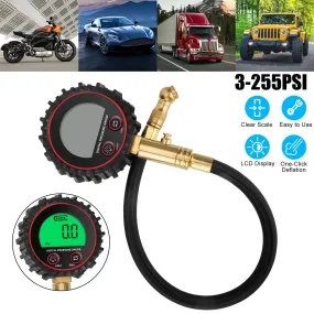 Digital Tire Pressure Gauge 255PSI Professional Accuracy LCD