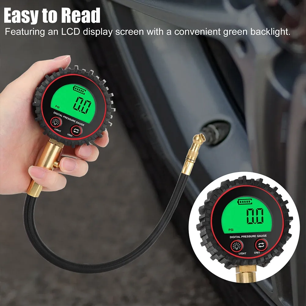 Digital Tire Pressure Gauge 255PSI Professional Accuracy LCD