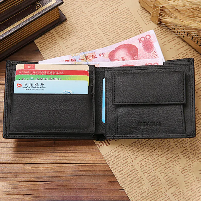 Genuine Leather Large Capacity Vintage Trifold Wallet