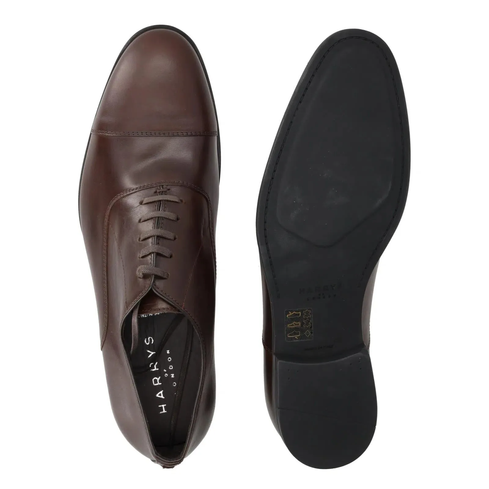 Harrys Of London Charles R Polished Leather Derby Shoe Dark Brown