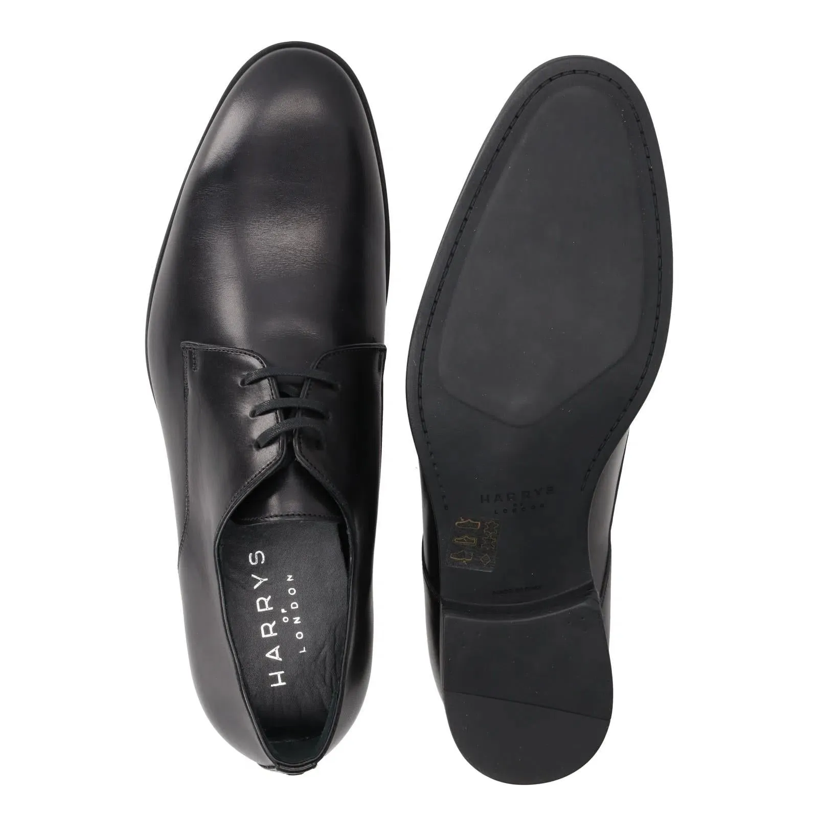 Harrys Of London Christopher R Polished Leather Derby Shoe Black
