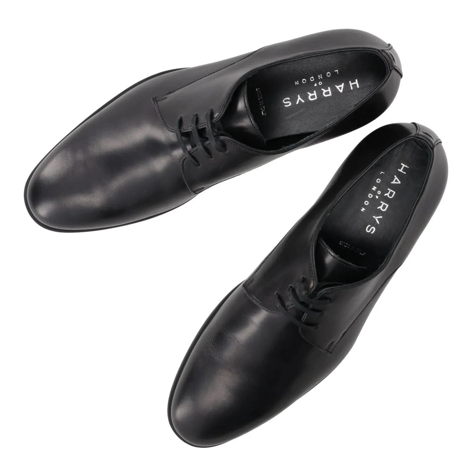 Harrys Of London Christopher R Polished Leather Derby Shoe Black