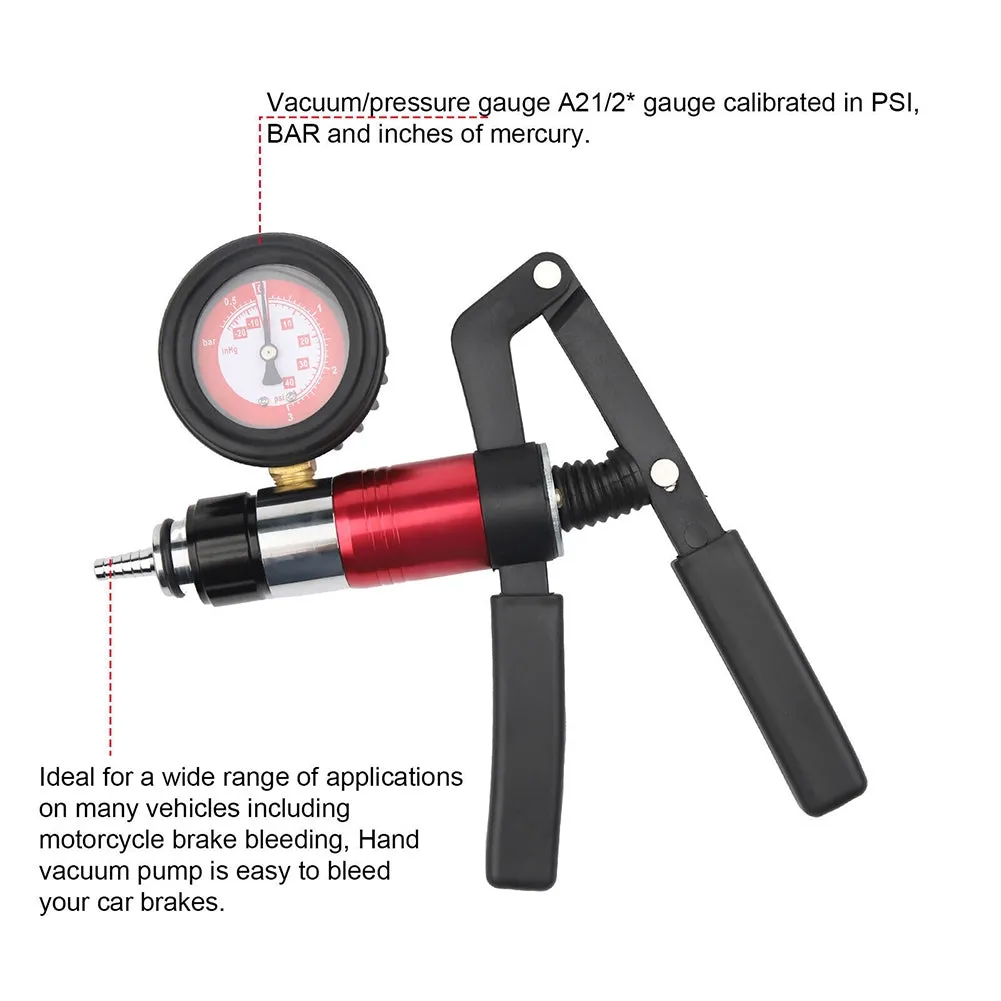 Manual Brake Clutch Bleeder Kit Hand Held Vacuum and Pressure