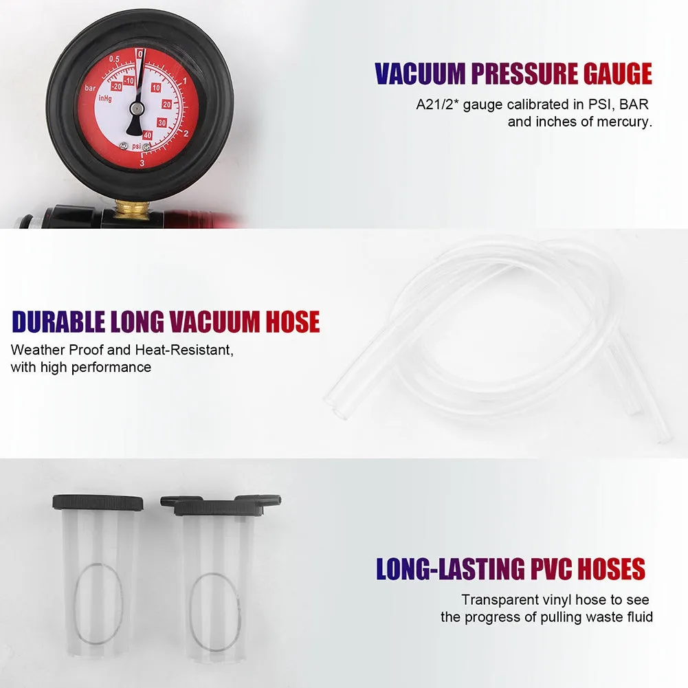 Manual Brake Clutch Bleeder Kit Hand Held Vacuum and Pressure