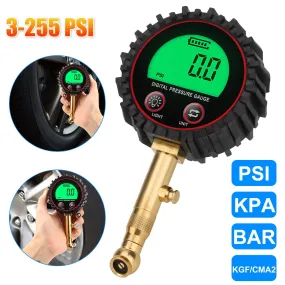 Tire Pressure Gauge 3-255PSI Heavy Duty Backlight LCD Display