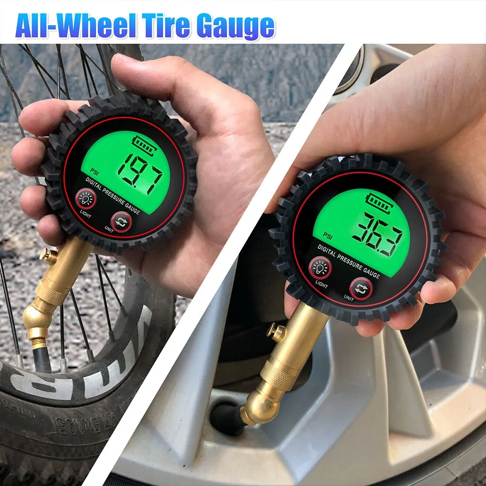 Tire Pressure Gauge 3-255PSI Heavy Duty Backlight LCD Display
