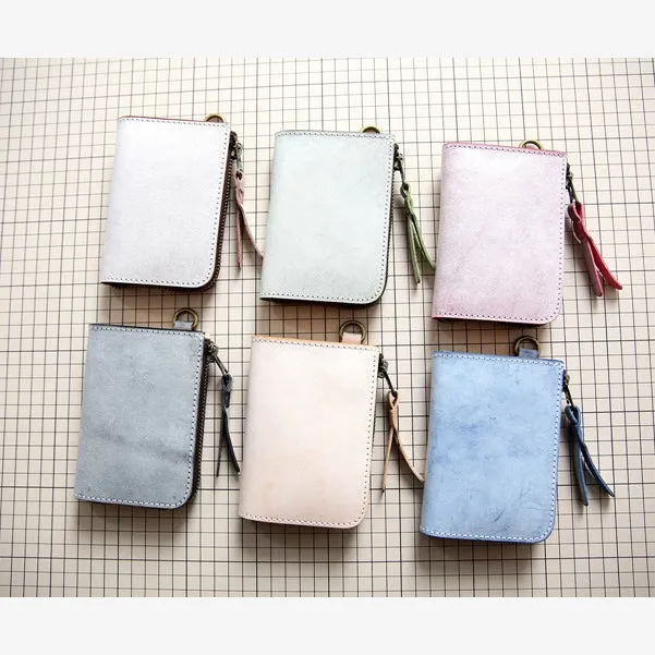 Vertical Zipper Purse Minimalsit Classic Leather Wallet For Women Men