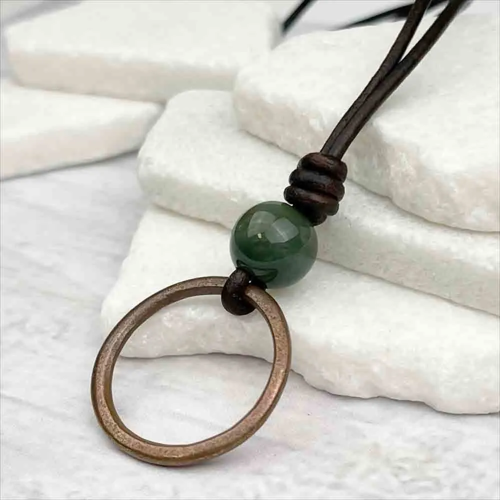 Warmest Red Bronze Celtic Ring Money & Fancy Jasper Leather Necklace | Artifact #7143