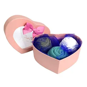 Women Rose Fold Bouquet Cotton Crew Socks Heart 3 Pair Pack Box