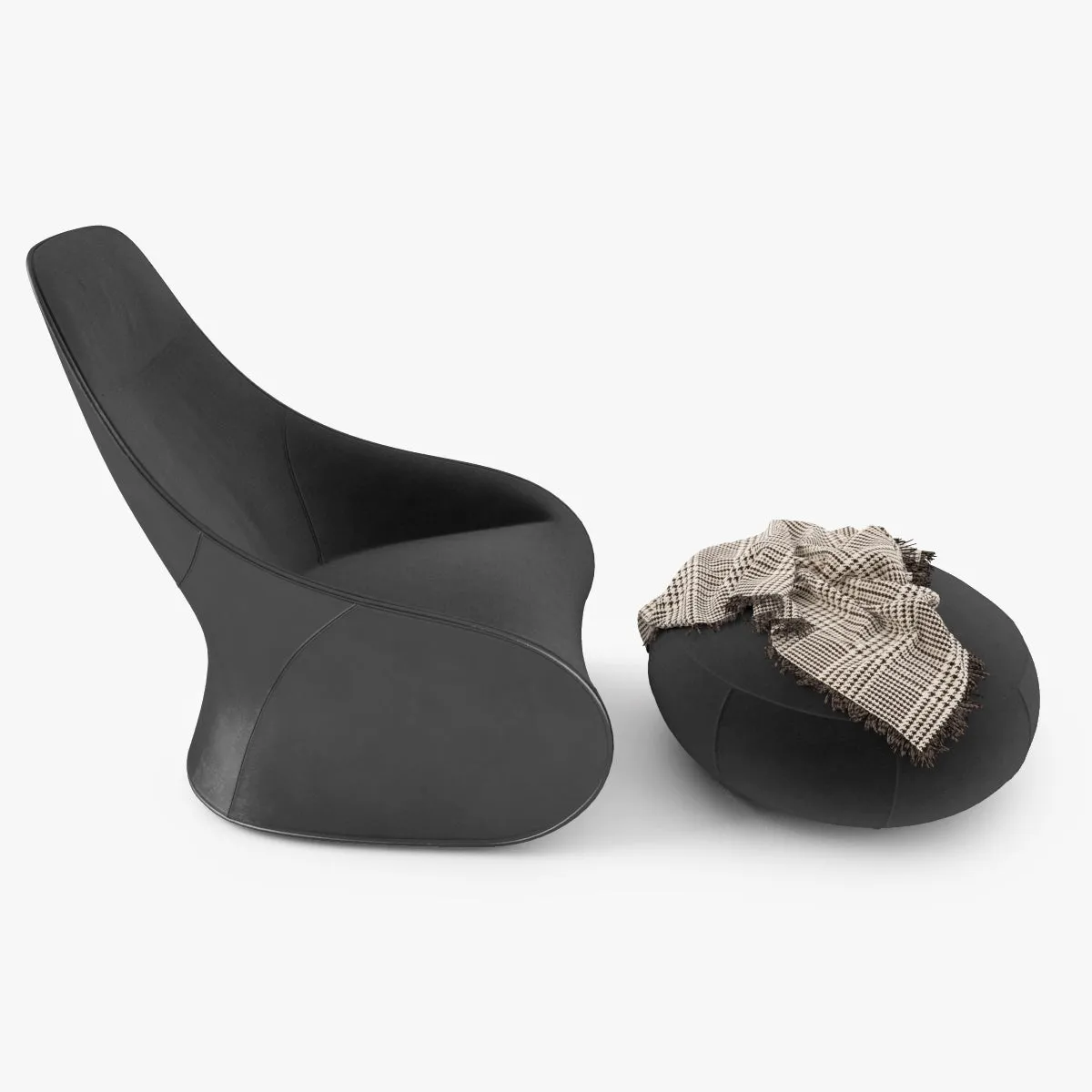 Zanotta Derby Armchair and Pouf 3D Model